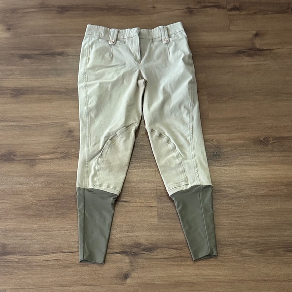 Alessandro Albanese Pants - 🐴 Woman's Tan AA Prestige Scholler Knee Patch Mid Rise Breeches. Size 42/26 US 🐴